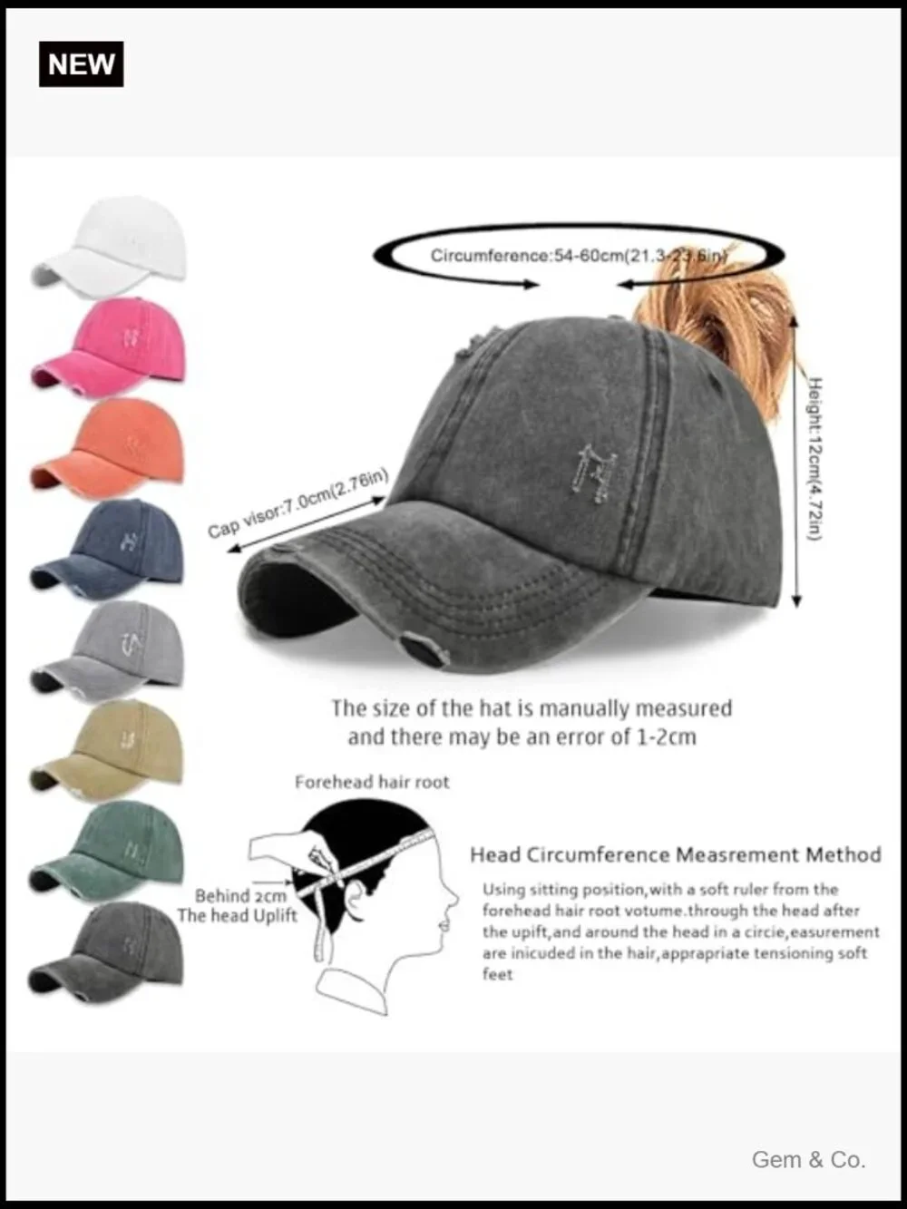 Women's Ponytail Baseball Cap Criss Cross Adjustable Buns Cotton Hat